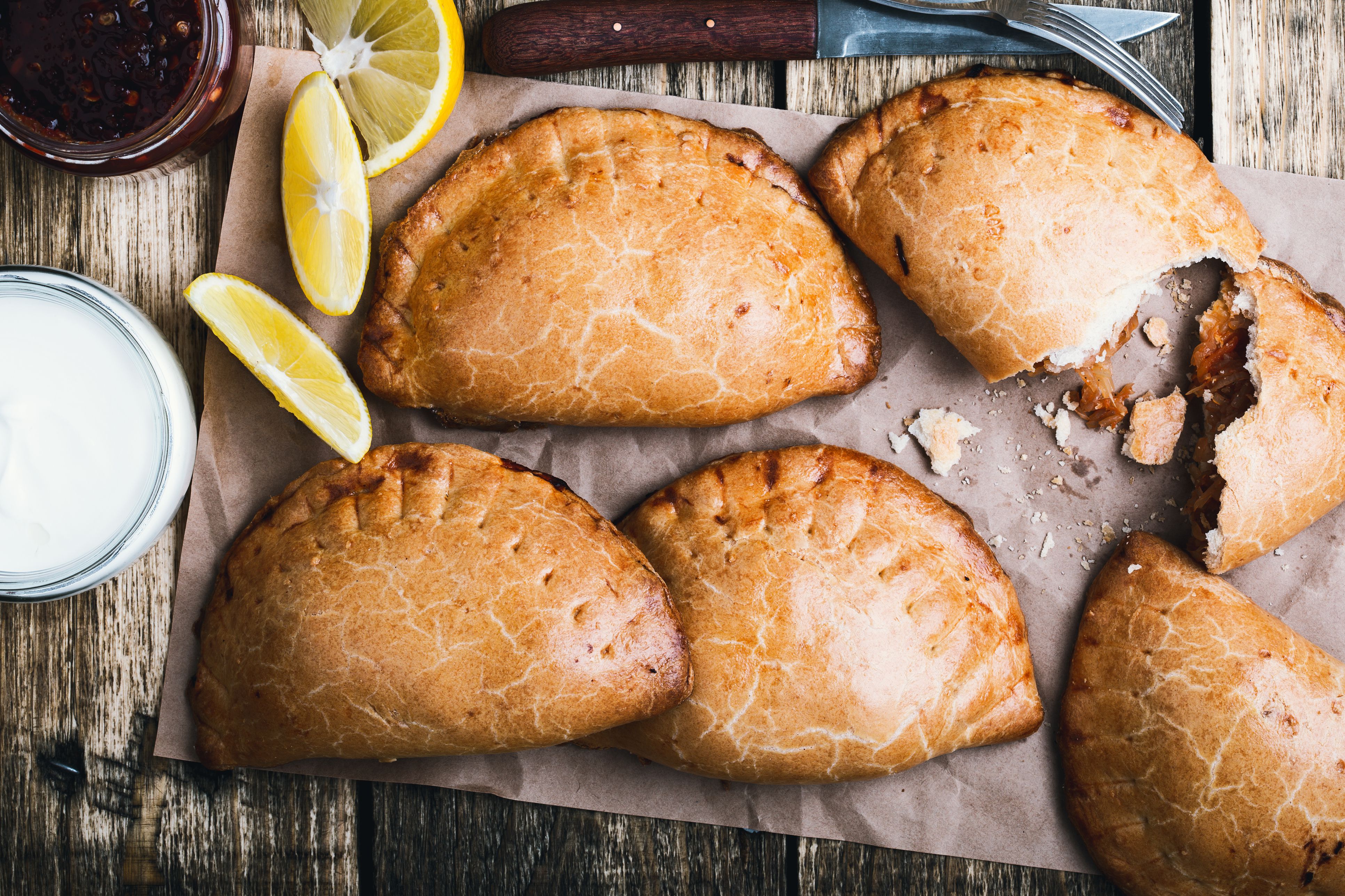 apple turnovers on a cutting board